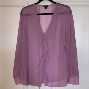 Beautiful Pink Sheer Button Down Blouse